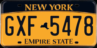 NY license plate GXF5478