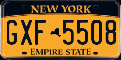 NY license plate GXF5508