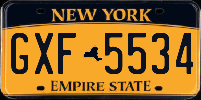 NY license plate GXF5534