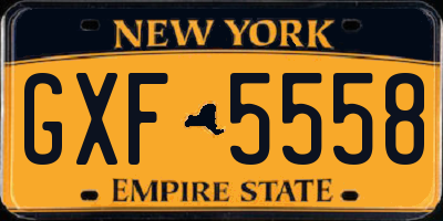 NY license plate GXF5558