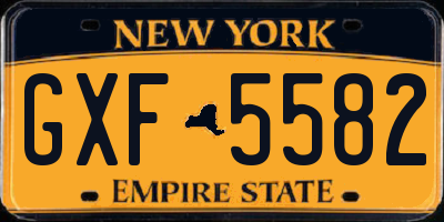 NY license plate GXF5582