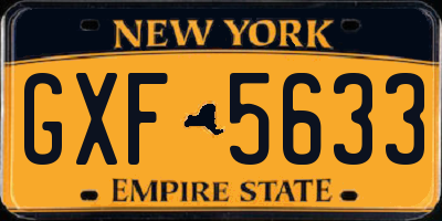 NY license plate GXF5633