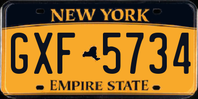 NY license plate GXF5734