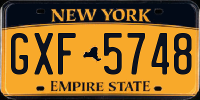NY license plate GXF5748
