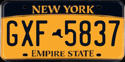 NY license plate GXF5837