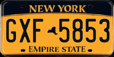 NY license plate GXF5853