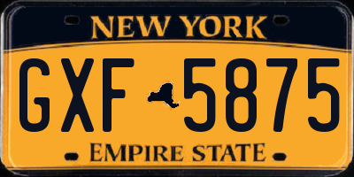 NY license plate GXF5875