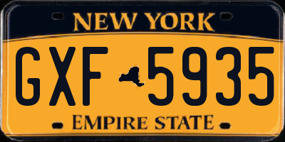 NY license plate GXF5935