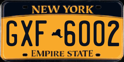 NY license plate GXF6002