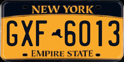 NY license plate GXF6013