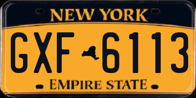 NY license plate GXF6113