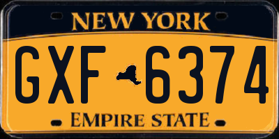 NY license plate GXF6374