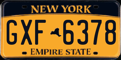 NY license plate GXF6378