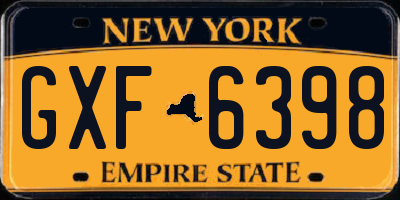 NY license plate GXF6398