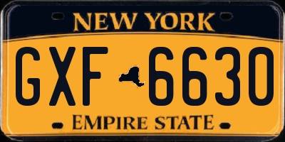 NY license plate GXF6630