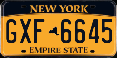 NY license plate GXF6645