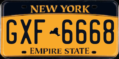 NY license plate GXF6668