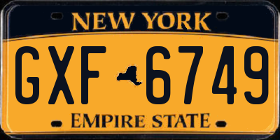 NY license plate GXF6749