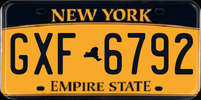 NY license plate GXF6792