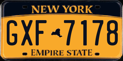 NY license plate GXF7178