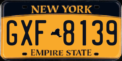 NY license plate GXF8139