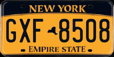 NY license plate GXF8508