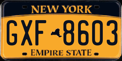 NY license plate GXF8603