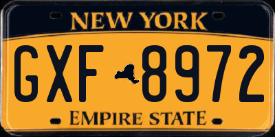 NY license plate GXF8972