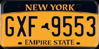 NY license plate GXF9553