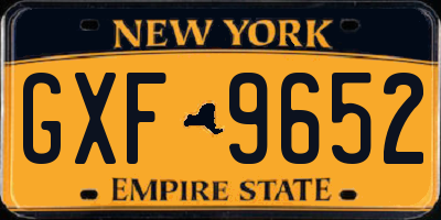 NY license plate GXF9652