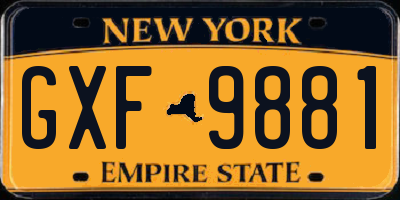 NY license plate GXF9881