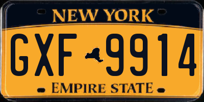 NY license plate GXF9914
