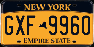NY license plate GXF9960