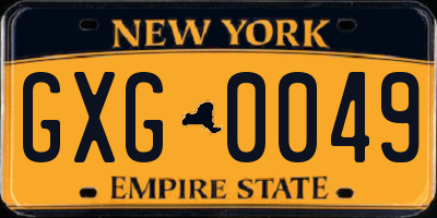 NY license plate GXG0049