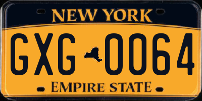 NY license plate GXG0064