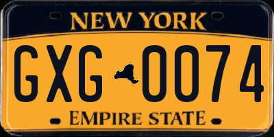 NY license plate GXG0074