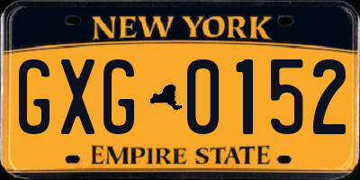 NY license plate GXG0152