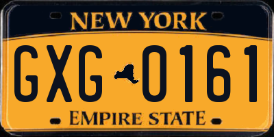 NY license plate GXG0161