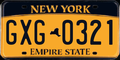 NY license plate GXG0321