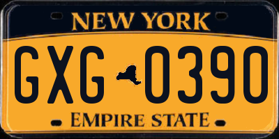 NY license plate GXG0390