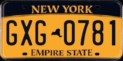 NY license plate GXG0781