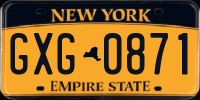 NY license plate GXG0871