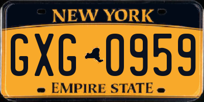 NY license plate GXG0959