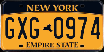 NY license plate GXG0974