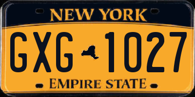 NY license plate GXG1027
