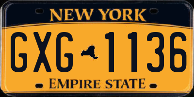 NY license plate GXG1136