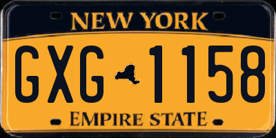 NY license plate GXG1158