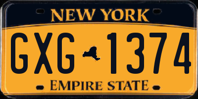 NY license plate GXG1374