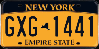 NY license plate GXG1441