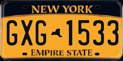 NY license plate GXG1533